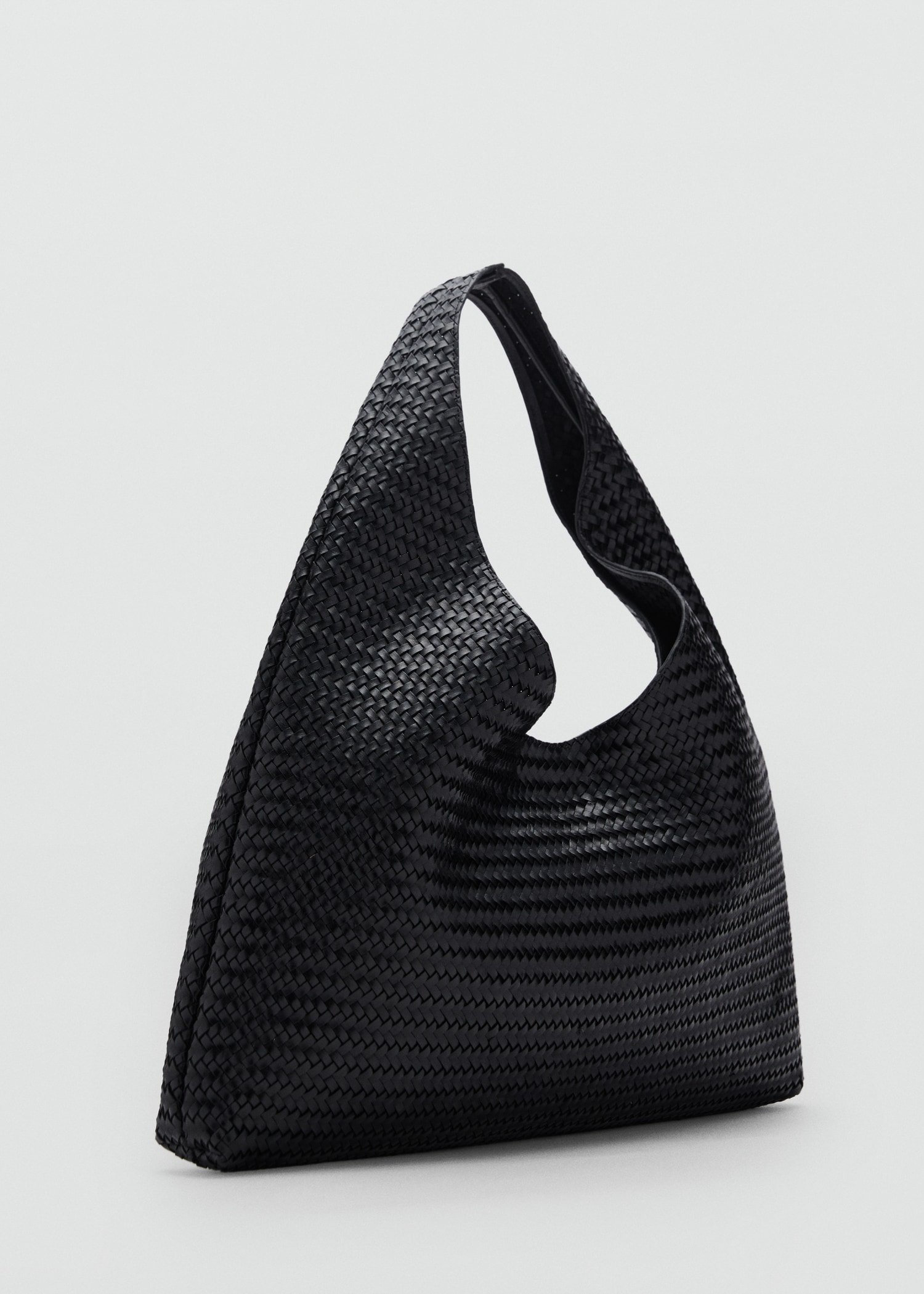MANGO, Large Braided Leather Shoulder Bag