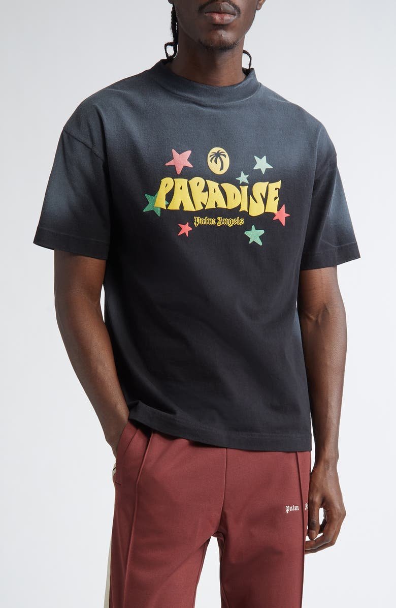 Paradise Palm Glitter Graphic T-Shirt
