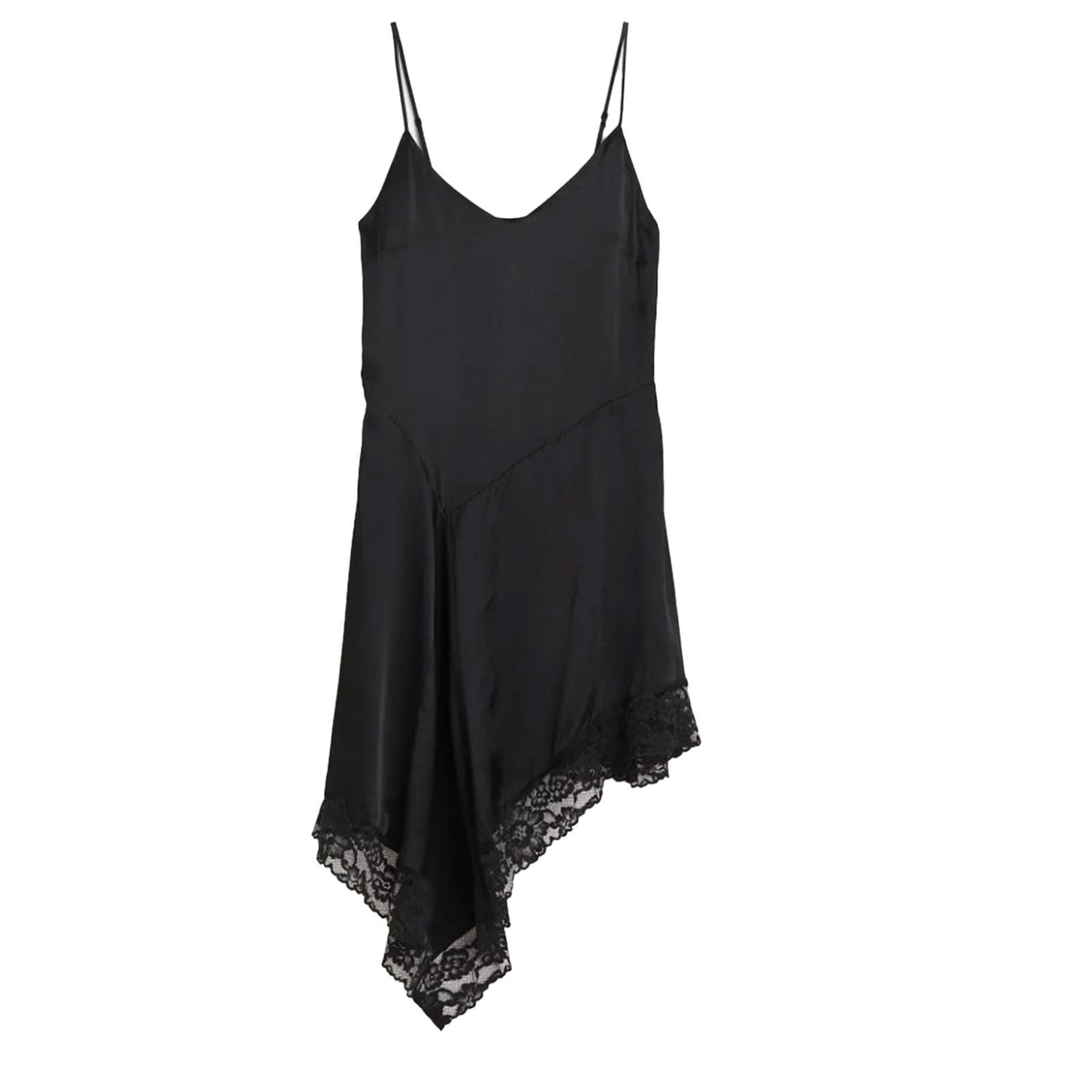 Lace-Trimmed Satin Dress