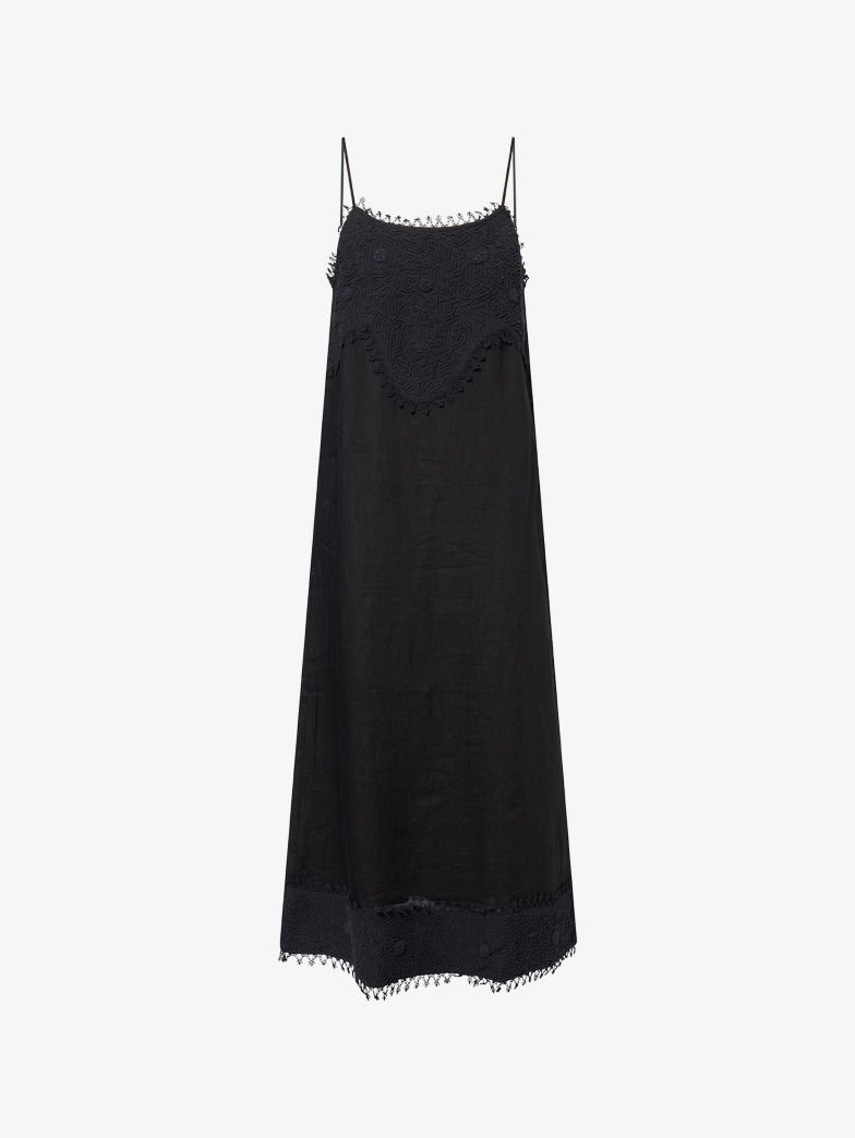 Emmy Embroidered Linen Midi Dress