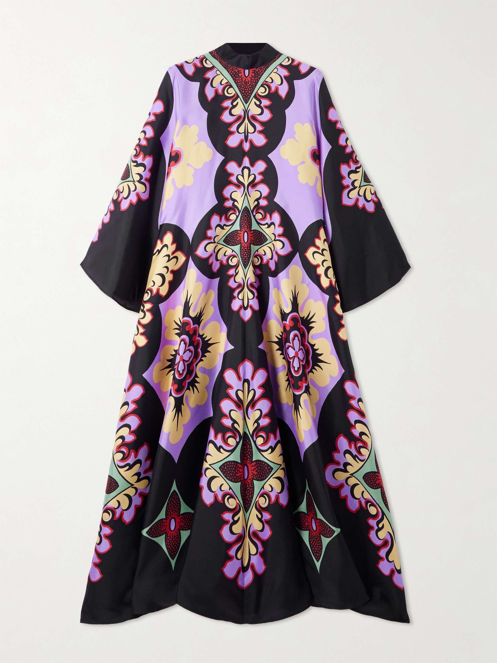 Icon Magnifico Draped Printed Silk-Twill Maxi Dress