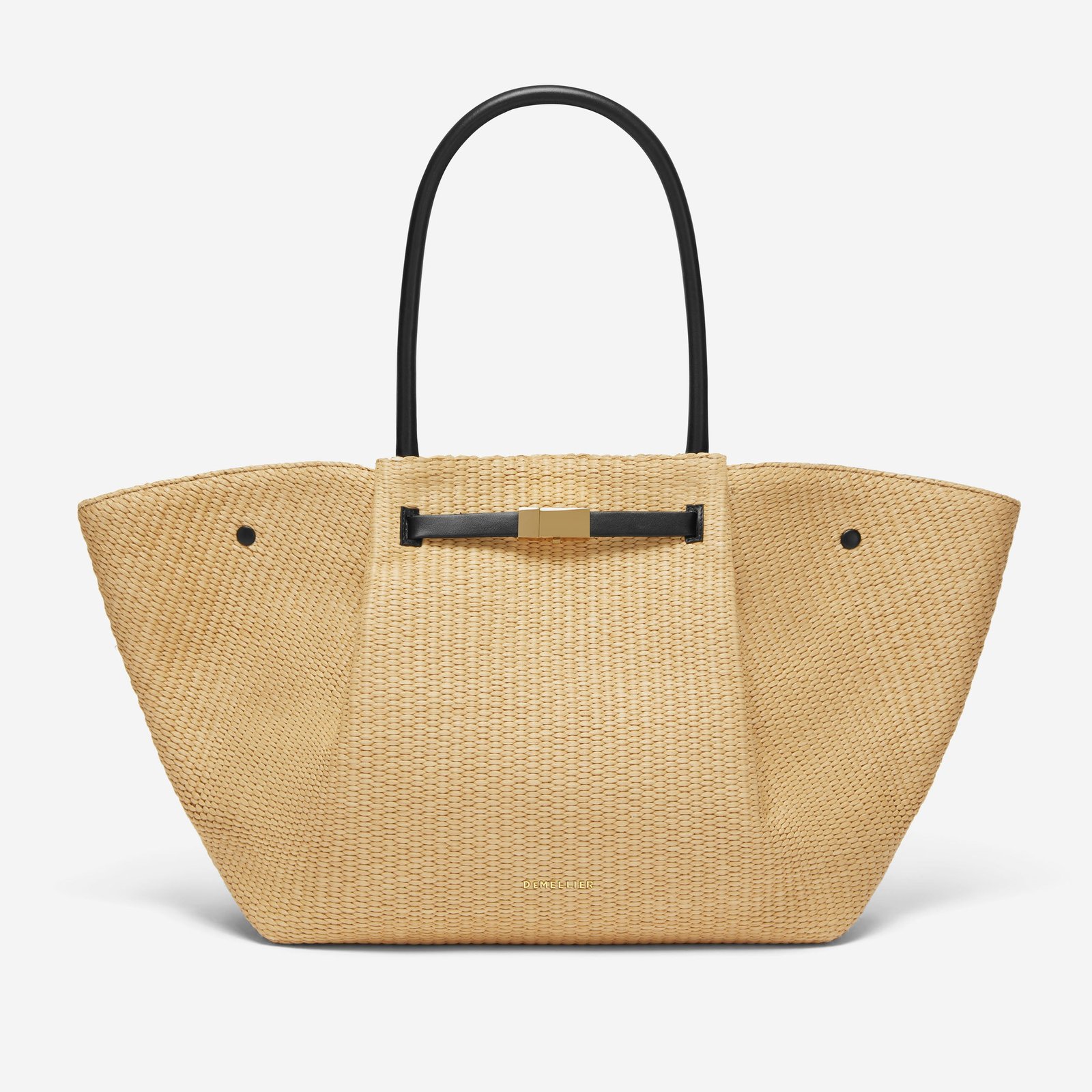 The New York | Warm Raffia Black Smooth | Demellier