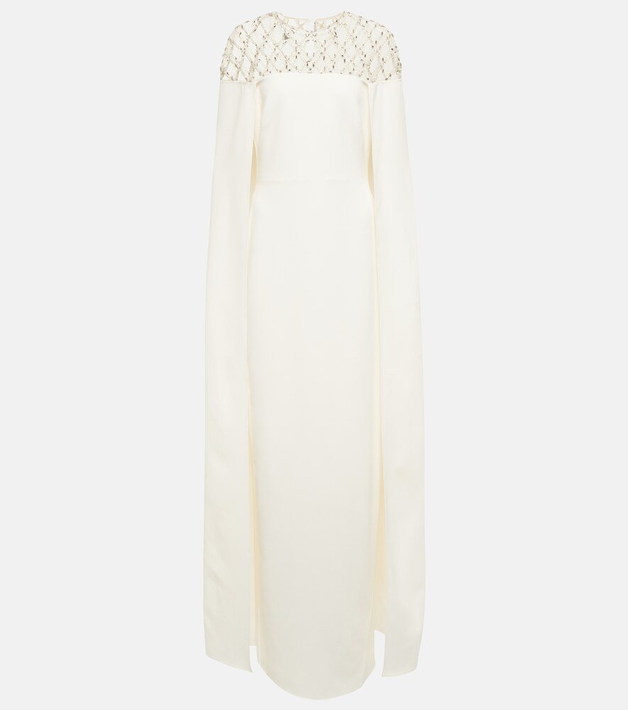 Bridal Embellished Crêpe Cape Gown