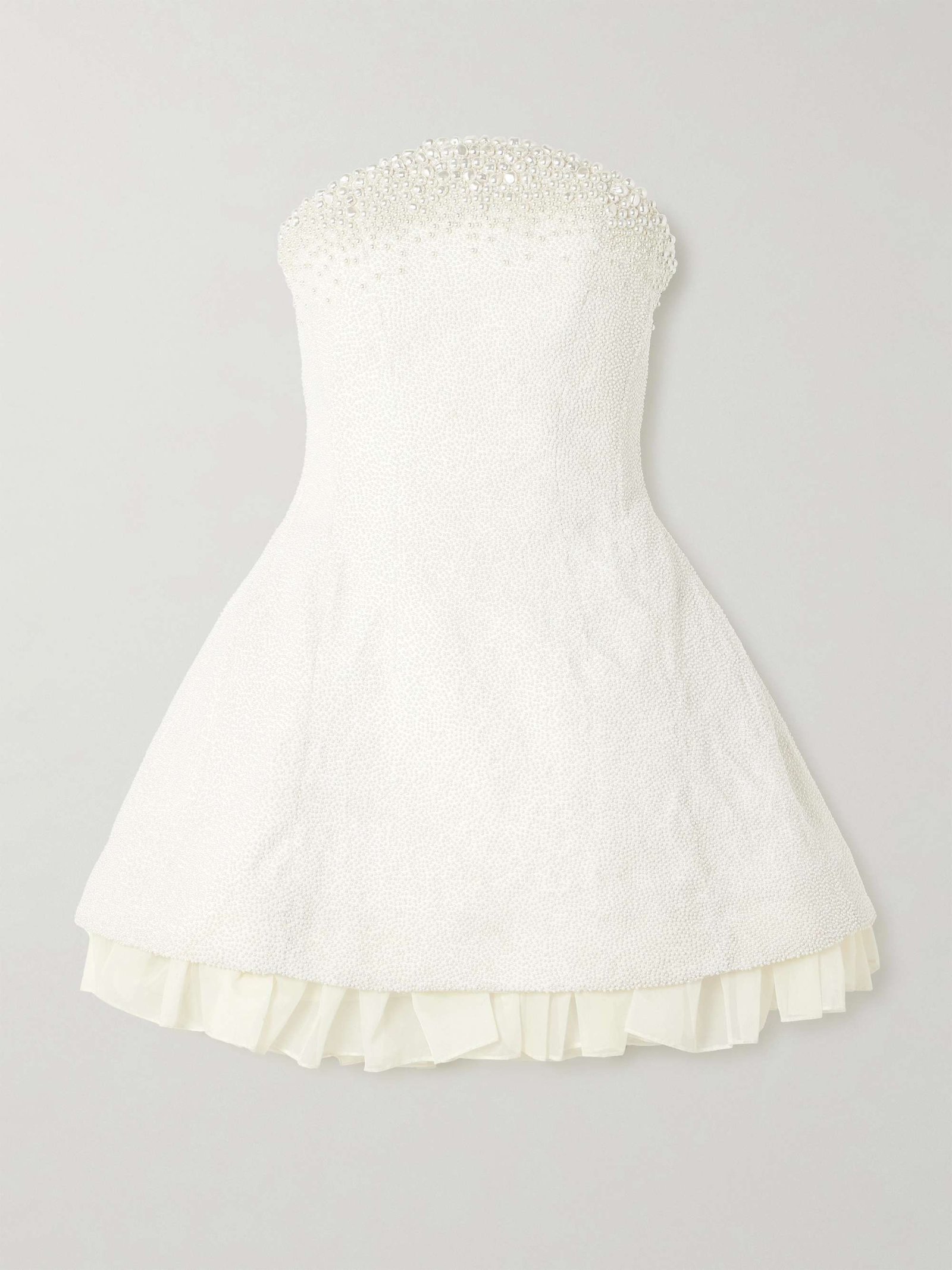 Olympia Strapless Faux Pearl-Embellished Stretch-Tulle Mini Dress