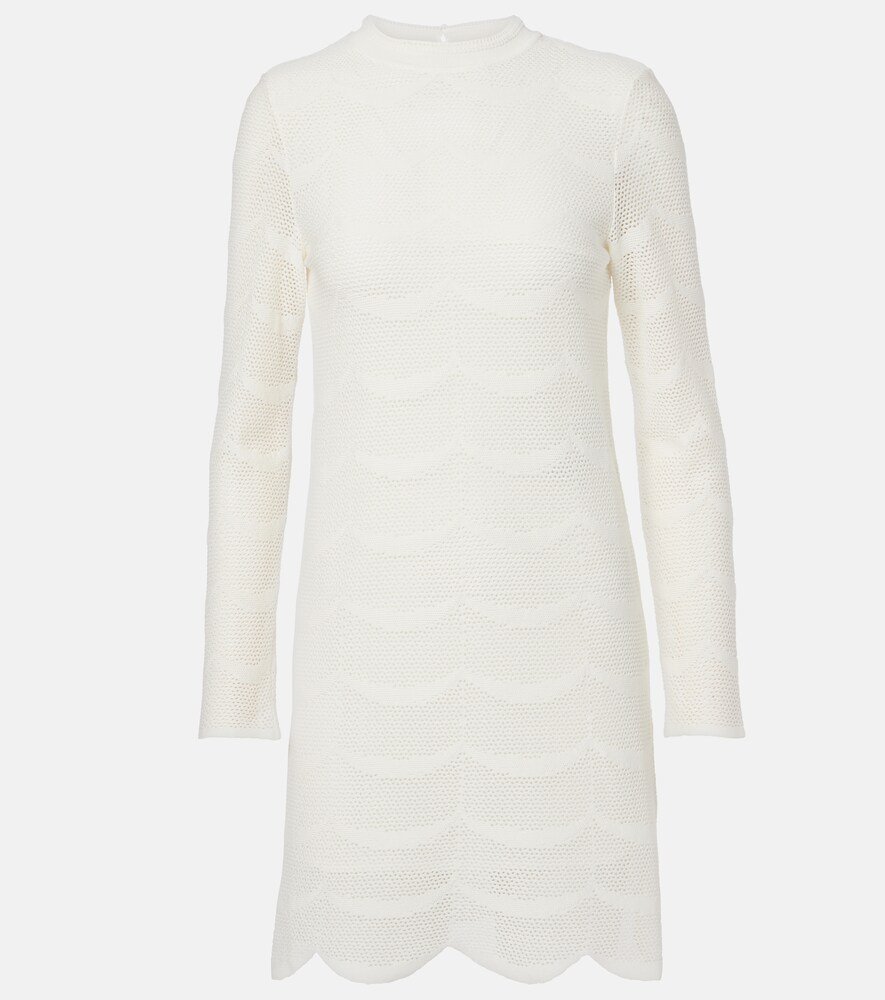 Knitted Scalloped Cotton and Silk Minidress