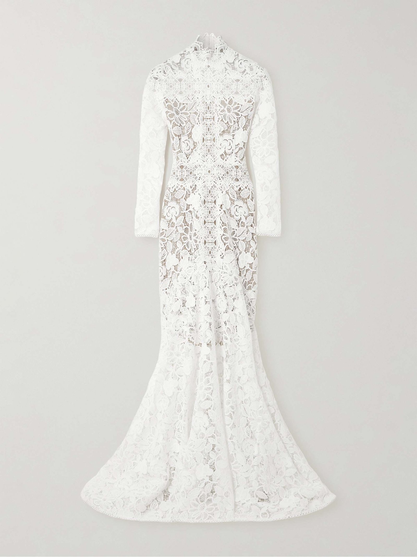 Alessa Cutout Corded Lace and Tulle Turtleneck Gown