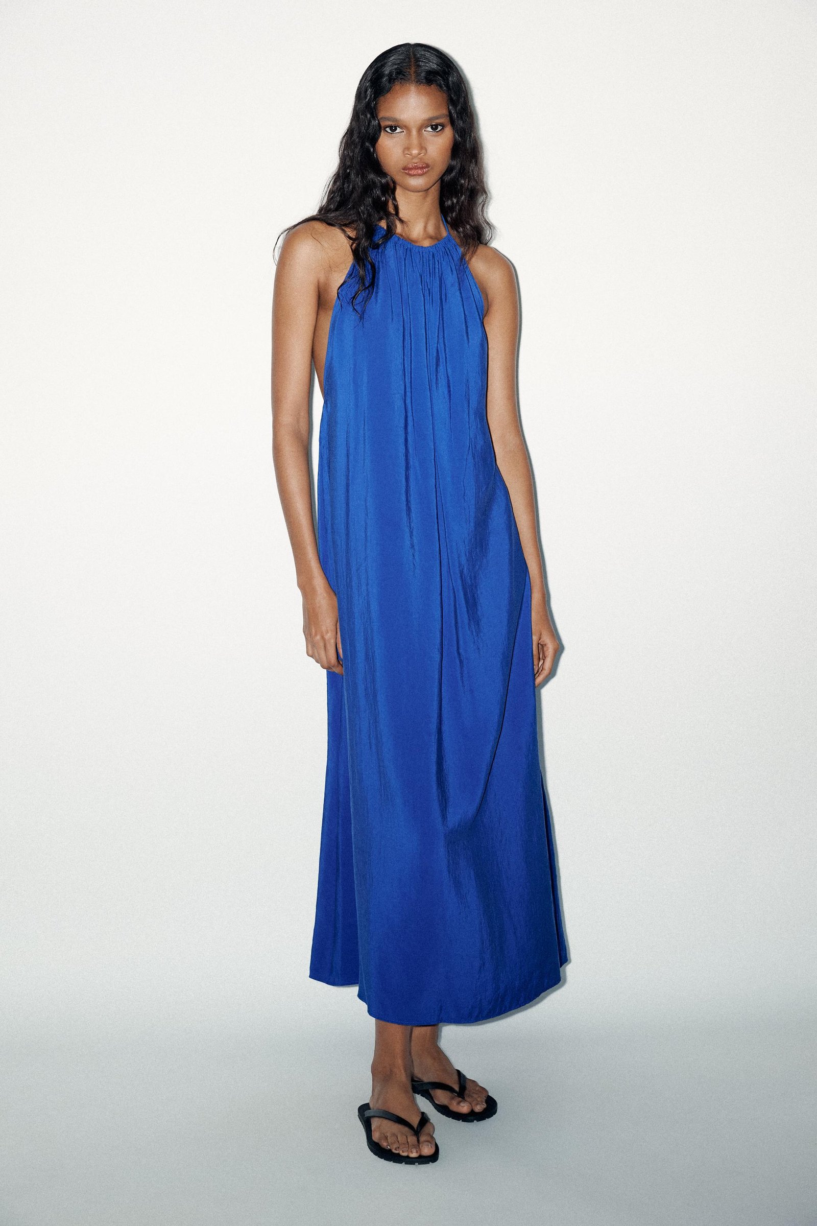 Flowing Halter Midi Dress