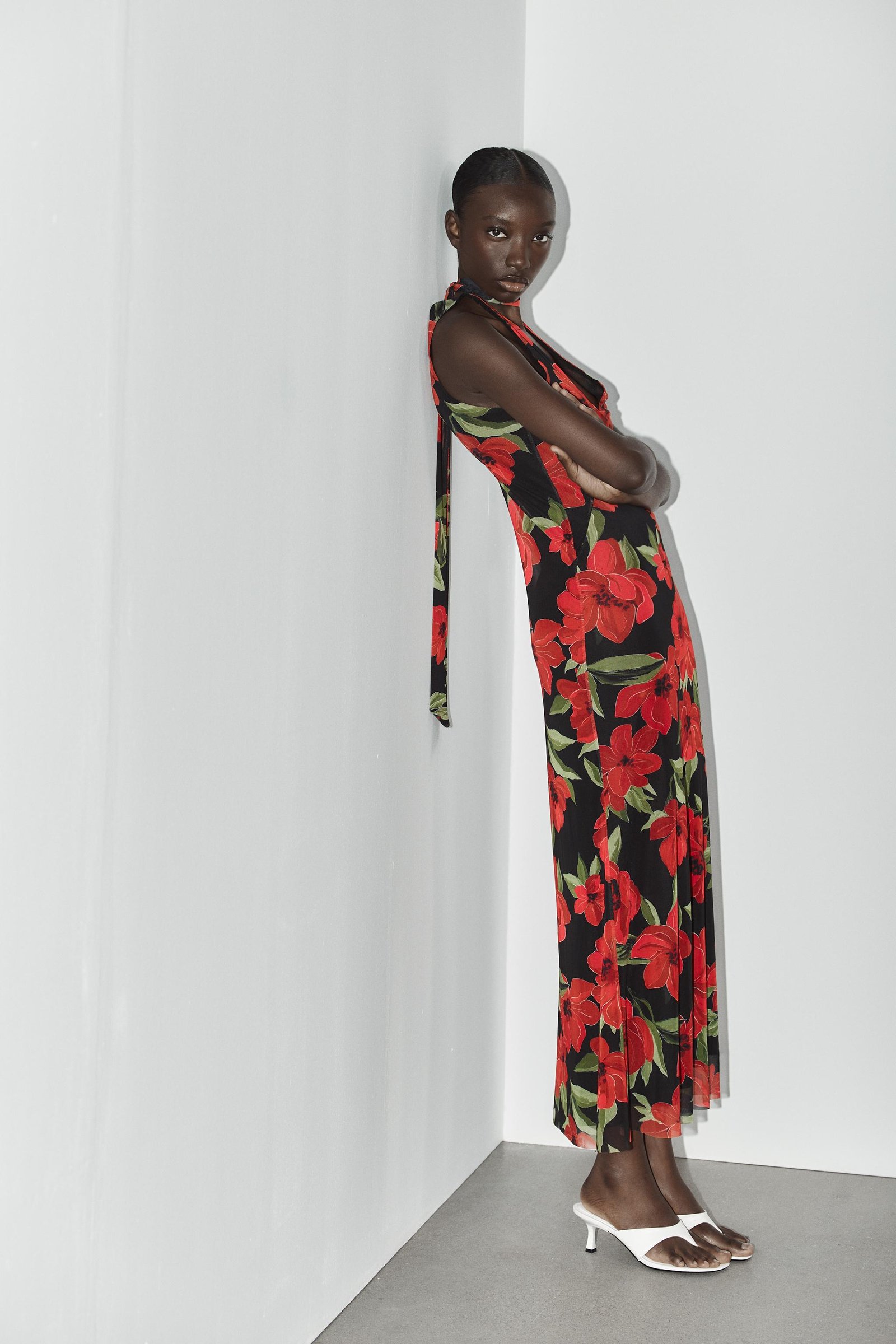 Printed Tulle Scarf Dress
