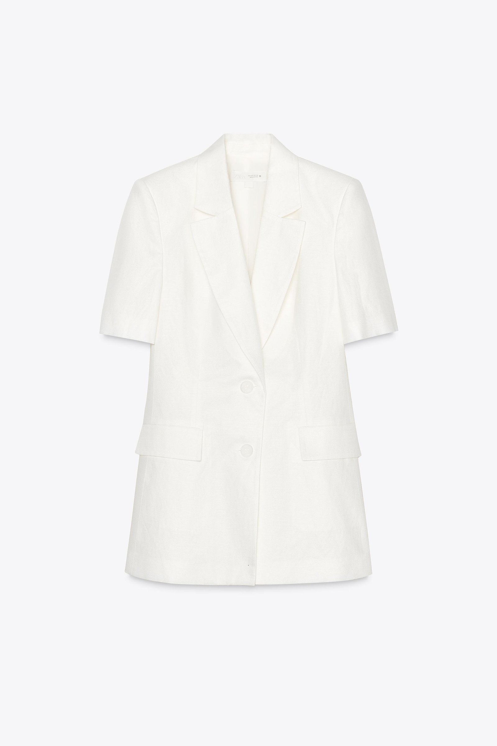 Fitted Short Sleeve Linen Blazer