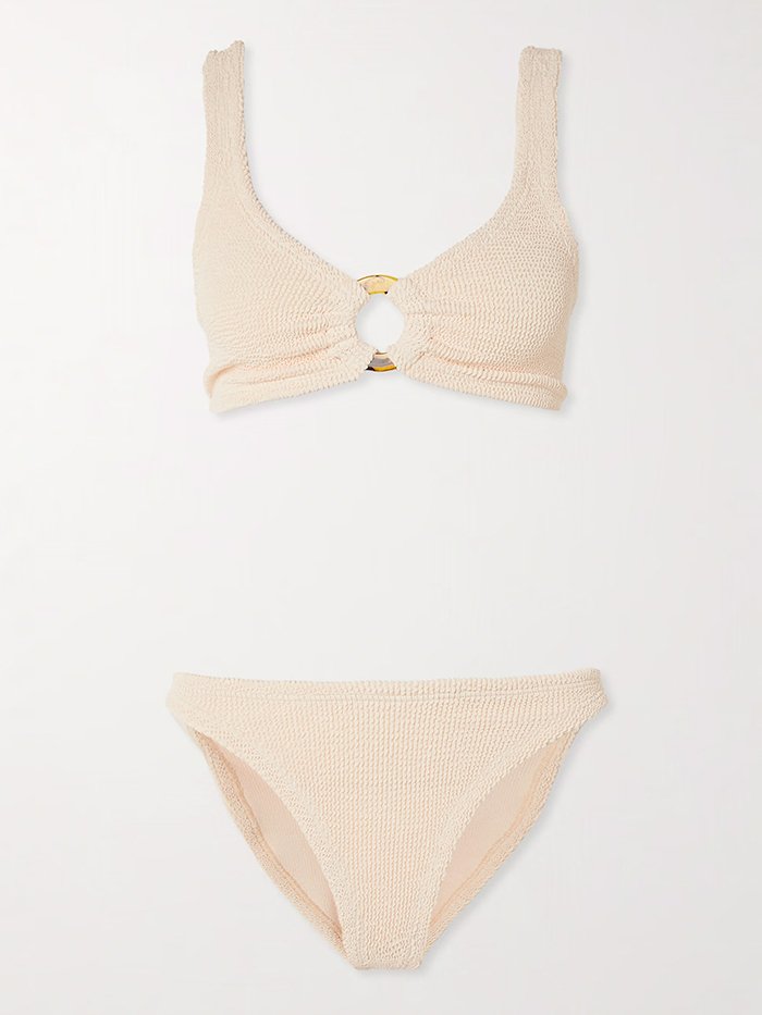 HUNZA G, Julia Embellished Seersucker Bikini