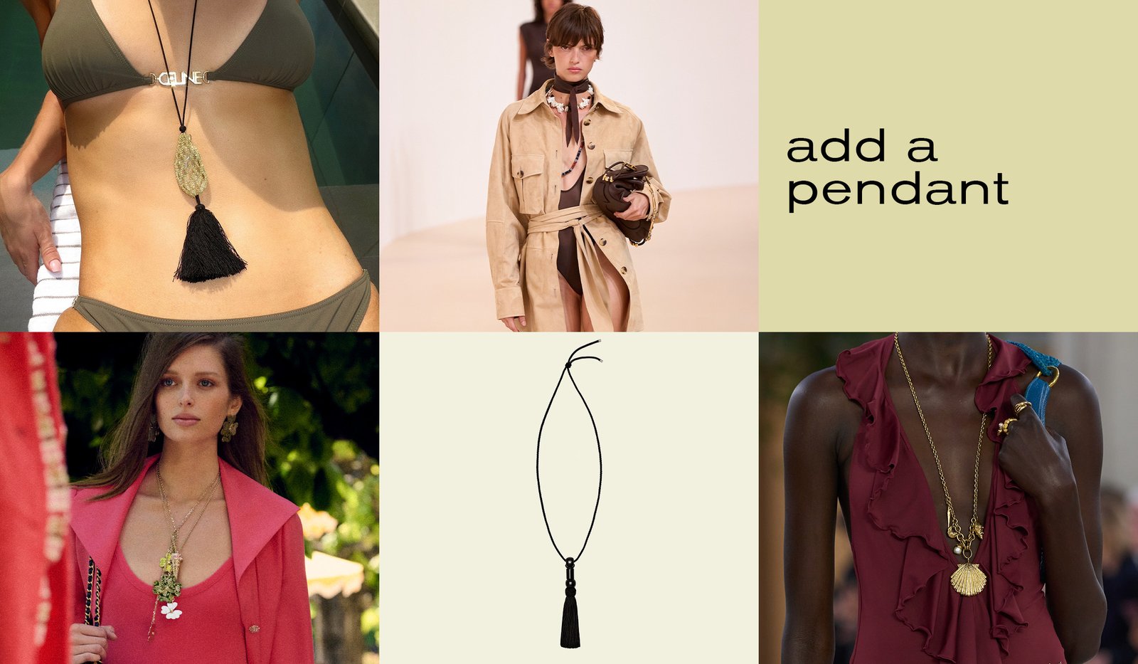 Collage of pendant necklaces.
