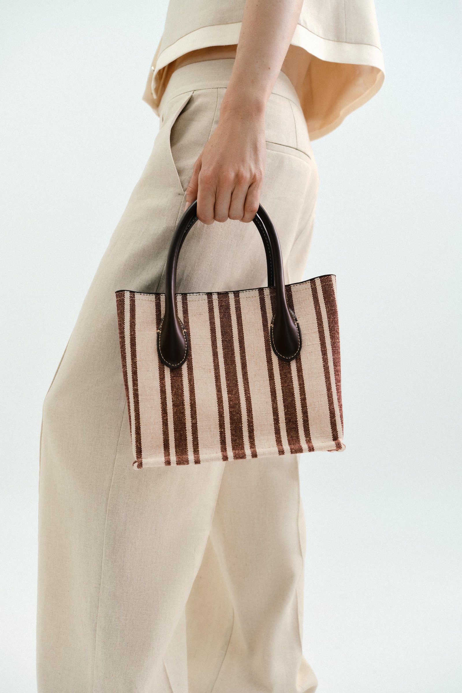 Striped Print Canvas Bag