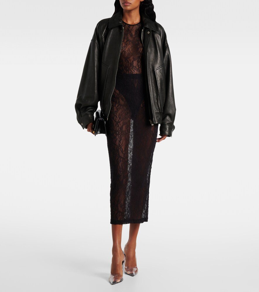 Sheer Lace Midi Skirt