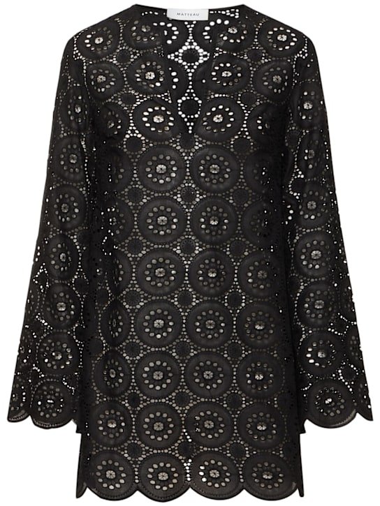 Broderie Anglaise Mini Tunic Dress - Matteau - Women - Black - 1