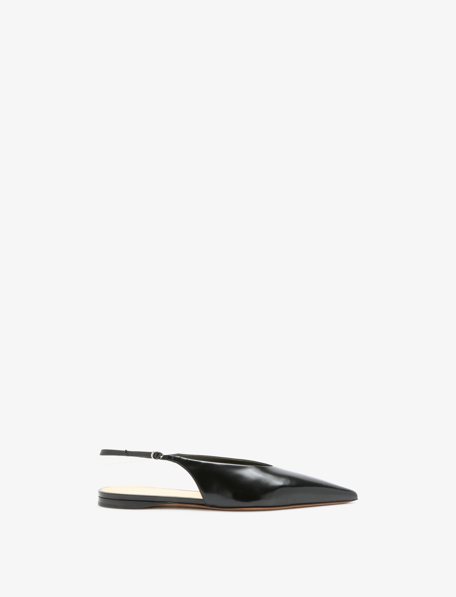 Proenza Schouler Slash Flat Slingbacks in Spazzolato Leather - Black | Proenza Schouler Official Site