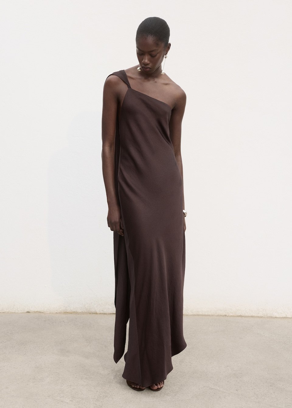 MANGO, Asymmetrical Satin Dress