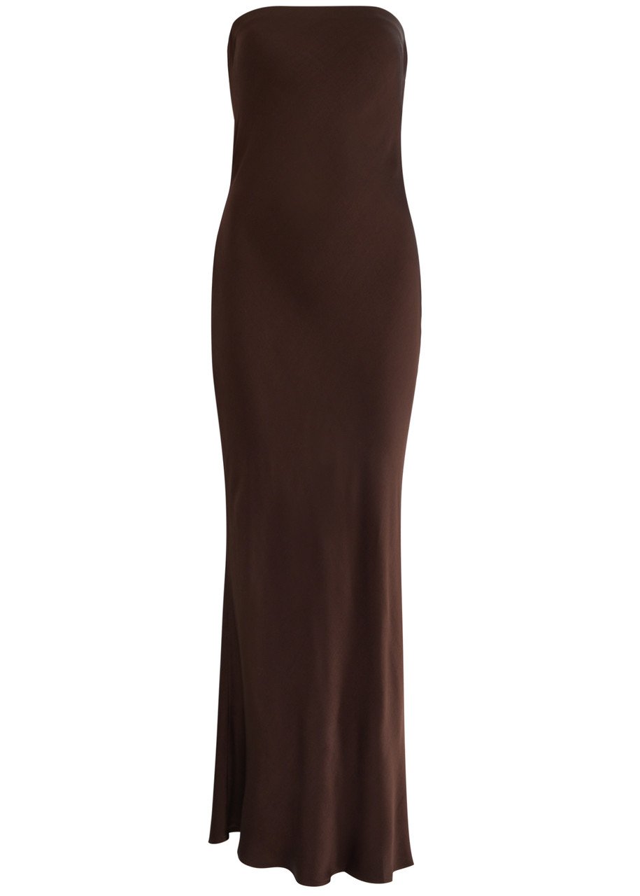 Moon Dance Strapless Satin Maxi Dress