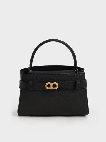 Aubrielle Metallic-Buckle Top Handle Bag