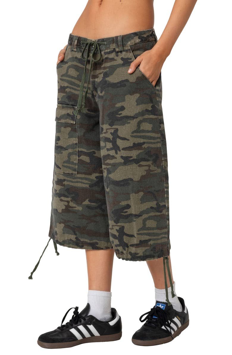 Camo Low Rise Cargo Bermuda Shorts