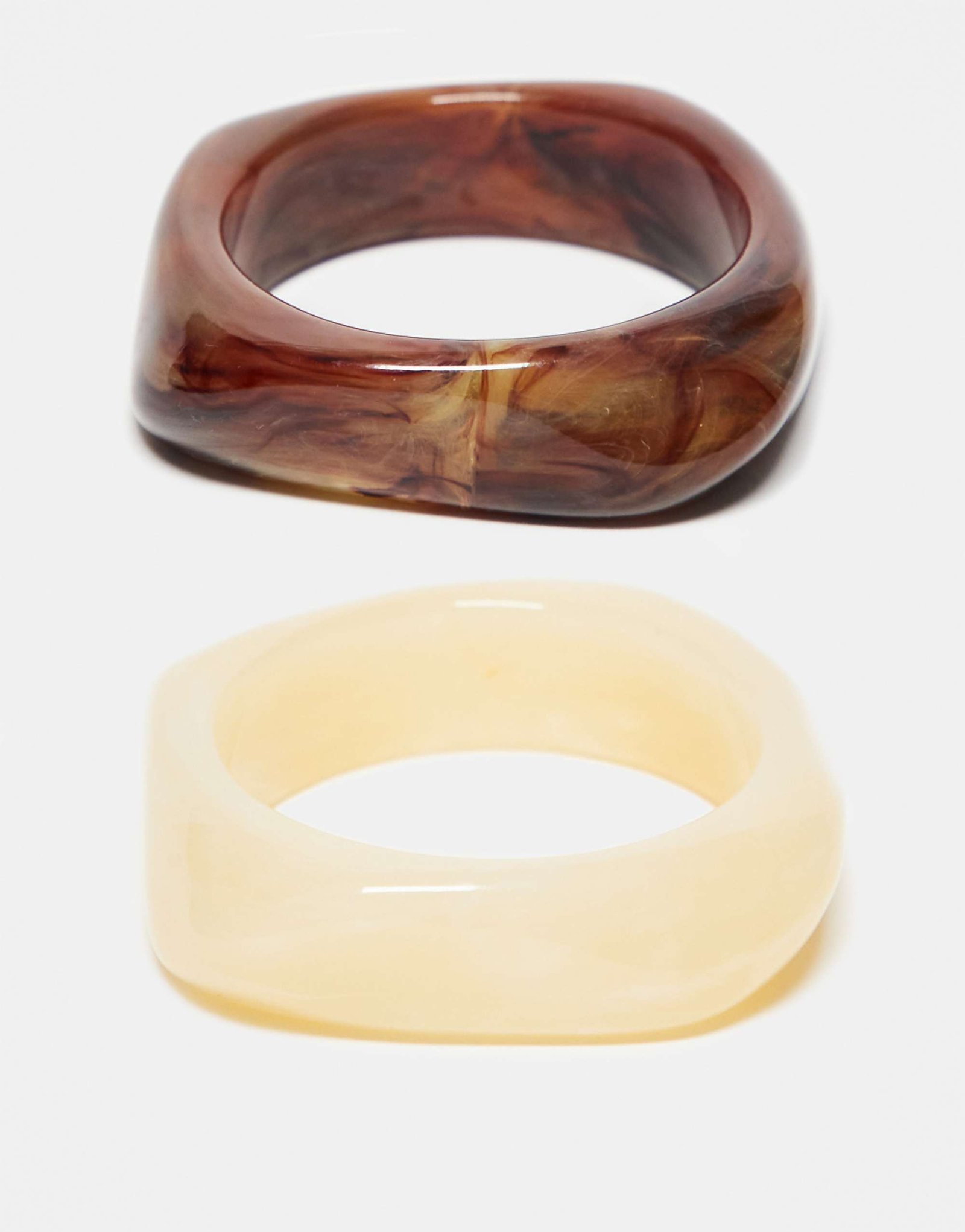 Reclaimed Vintage Square Bangle 2 Pack in Cream and Brown