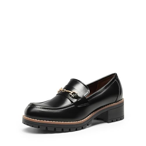 Dream Pairs Women's Chunky Loafers, Platform Comfortable Slip-On Dressy Business Casual Shoes, Sdls2410w Size 11,black-Pu