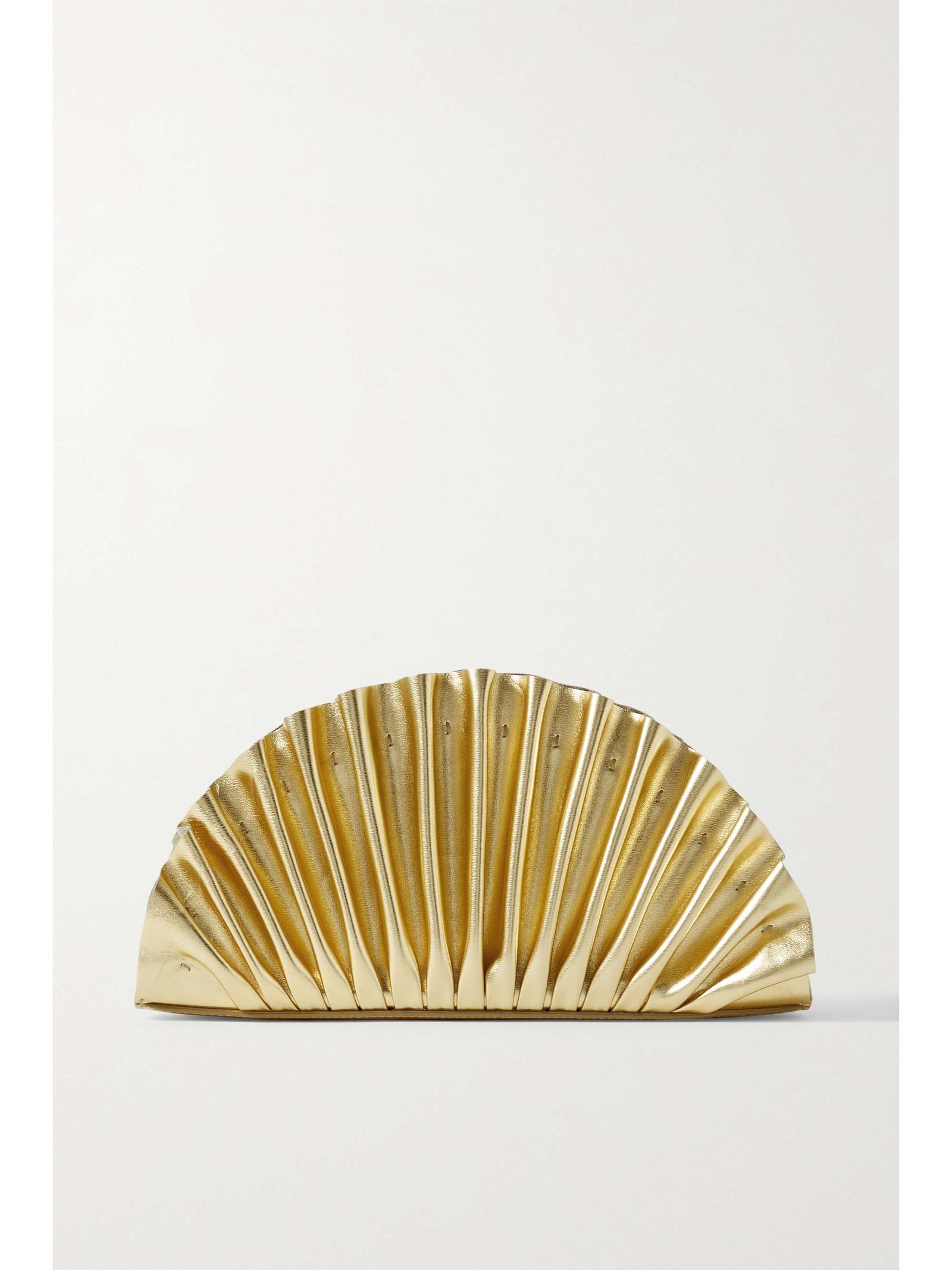 Nala Ruched Metallic Leather Clutch
