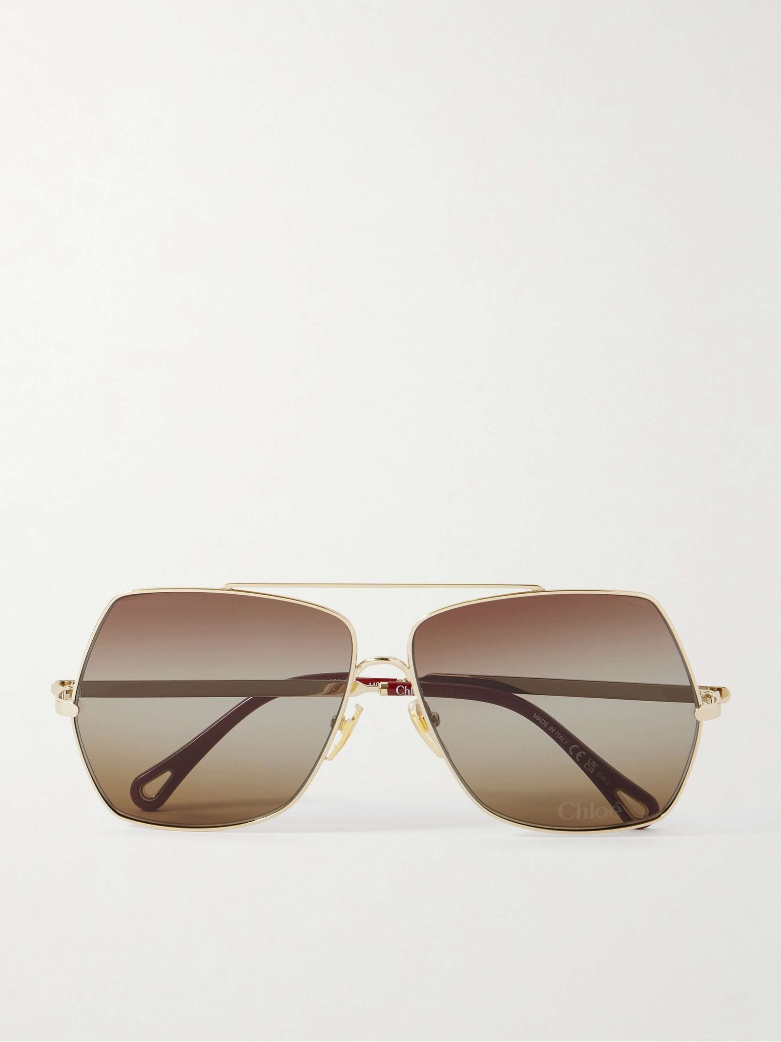 Oversized Aviator-Style Gold-Tone Sunglasses