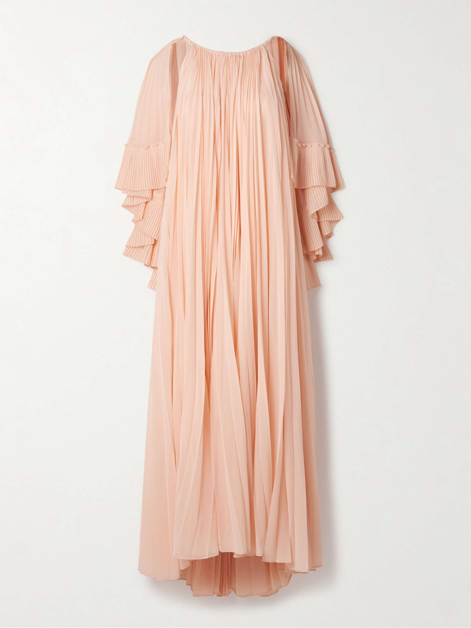 Illuminate Cape-Effect Pleated Crepe De Chine Maxi Dress