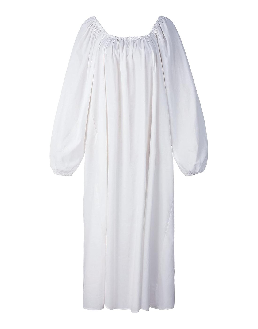 Reminisce Boutique, Long Chemise Renaissance Peasant Dress Ren Faire Blouse (white, S)