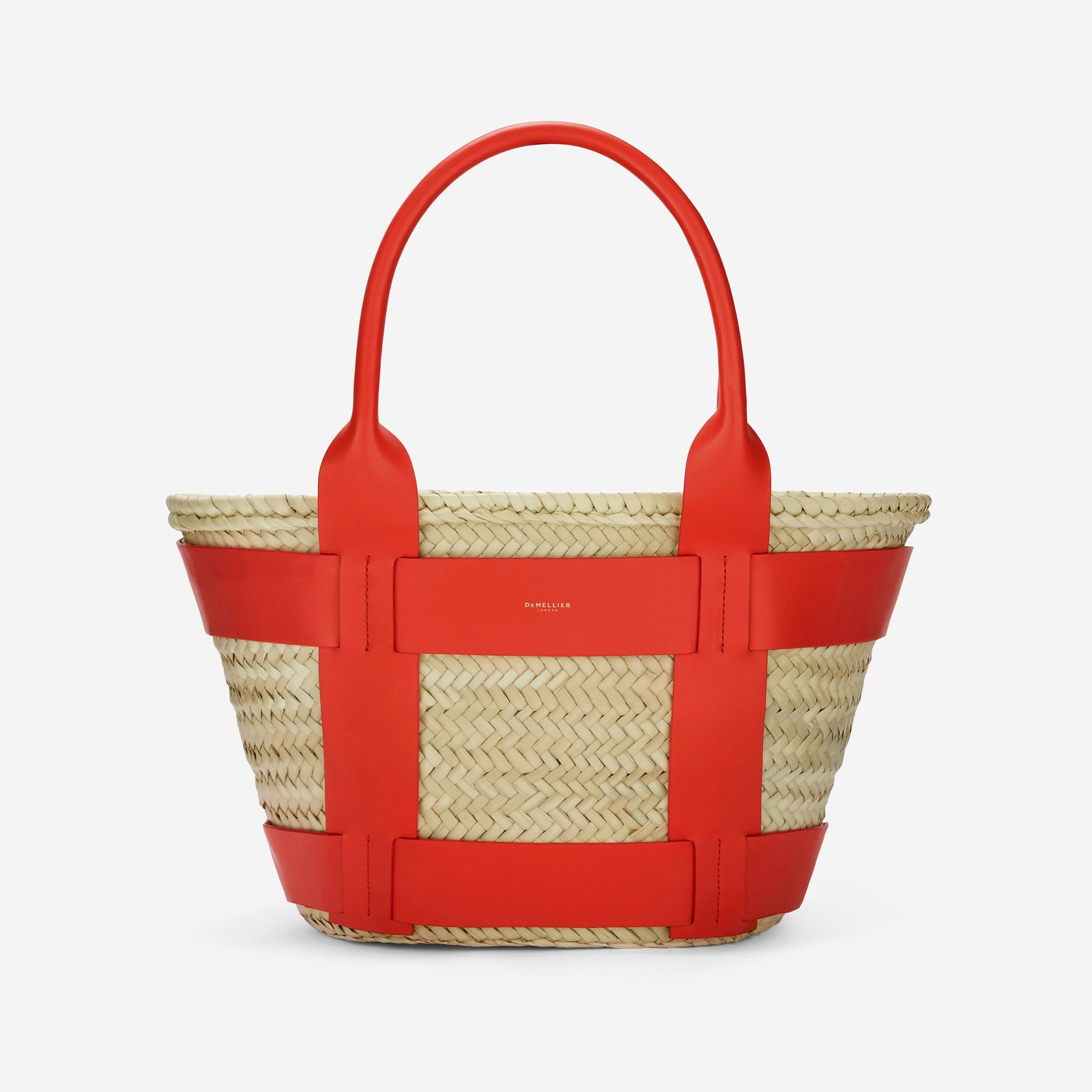 The Santorini | Natural Basket Poppy Red Smooth | Demellier