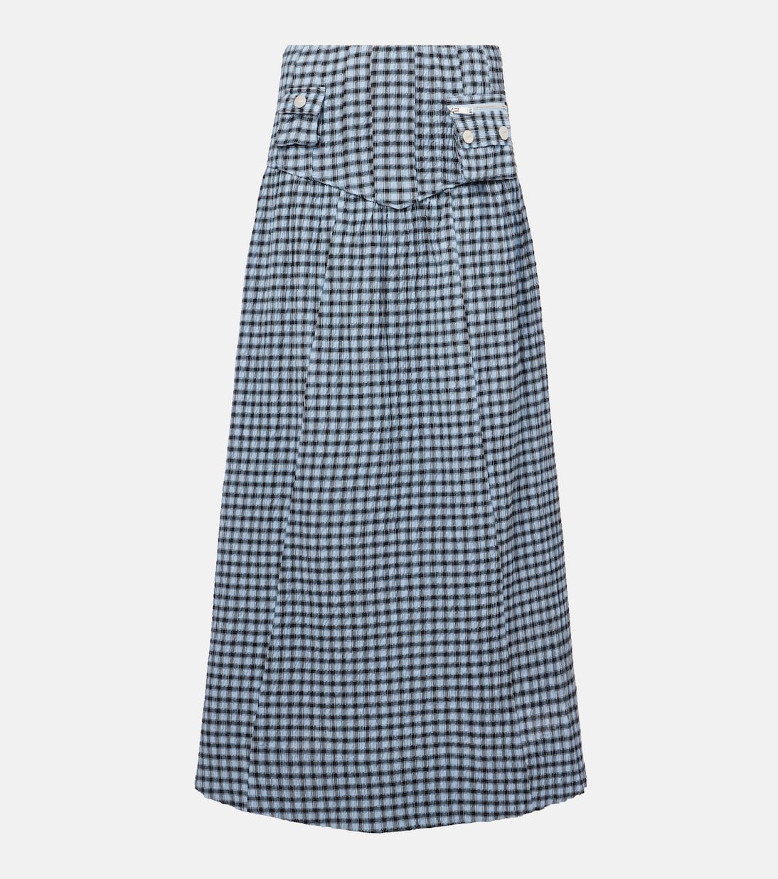 Gingham High-Rise Cotton-Blend Maxi Skirt