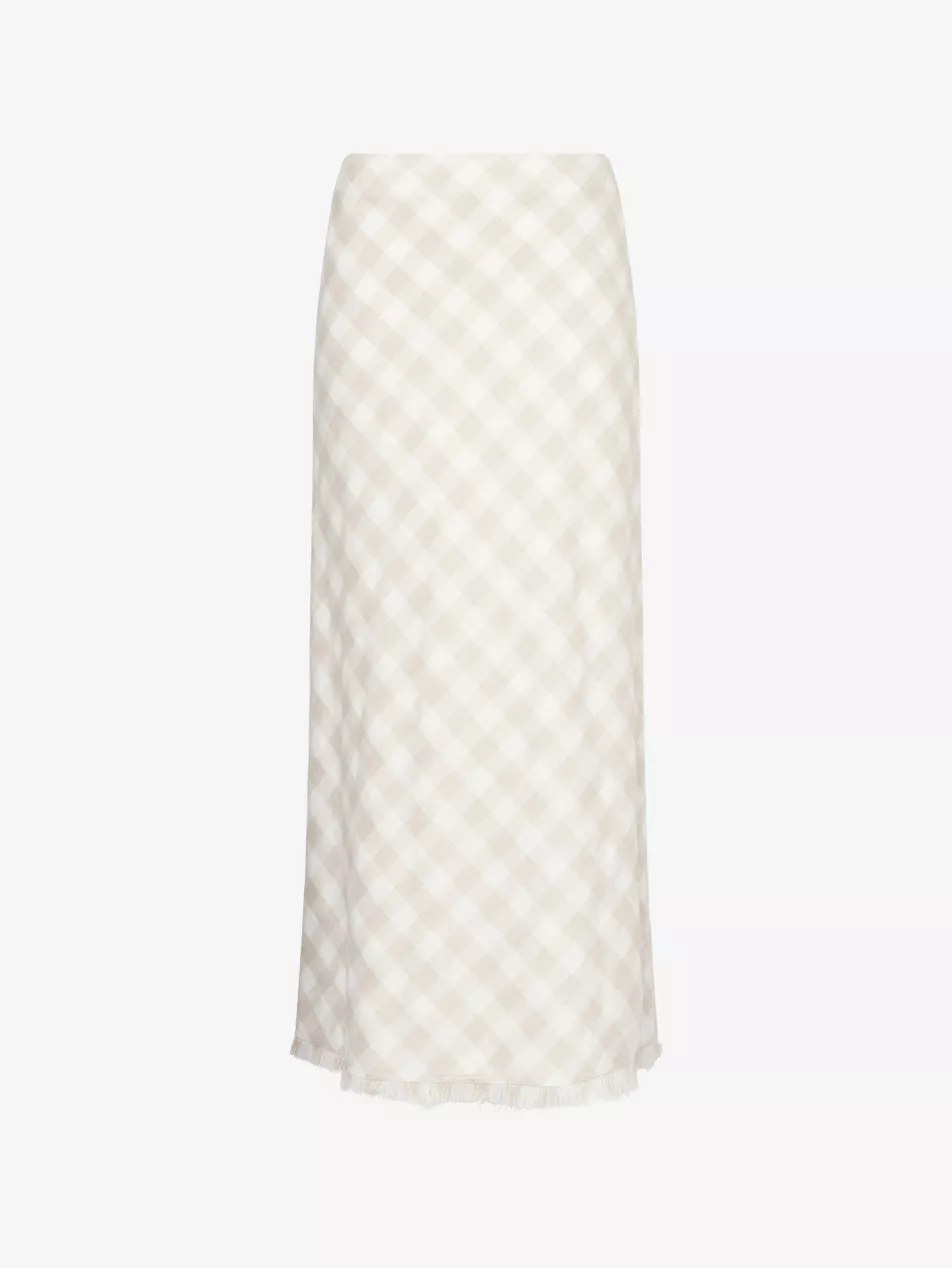 Noelle Gingham Stretch-Woven Midi Skirt
