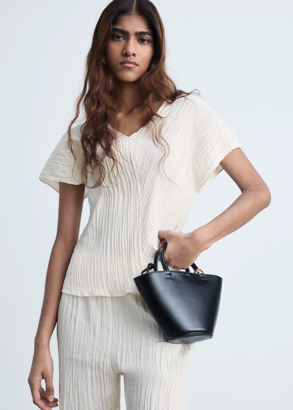 Wrinkled Effect V-Neck Top - Women | Mango Usa