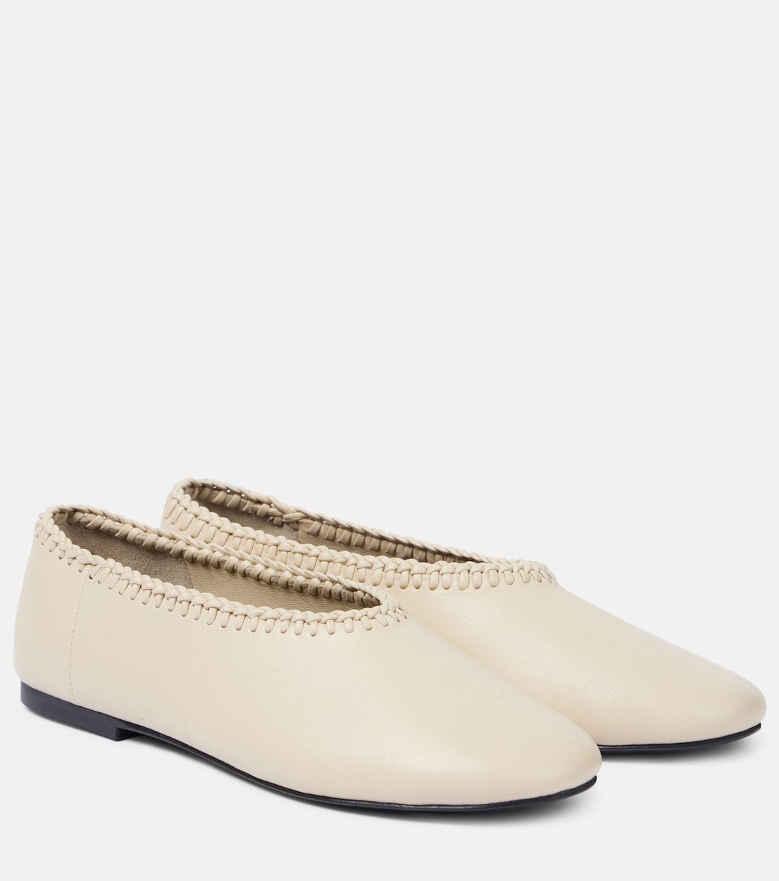 Park Embroidered Leather Ballet Flats