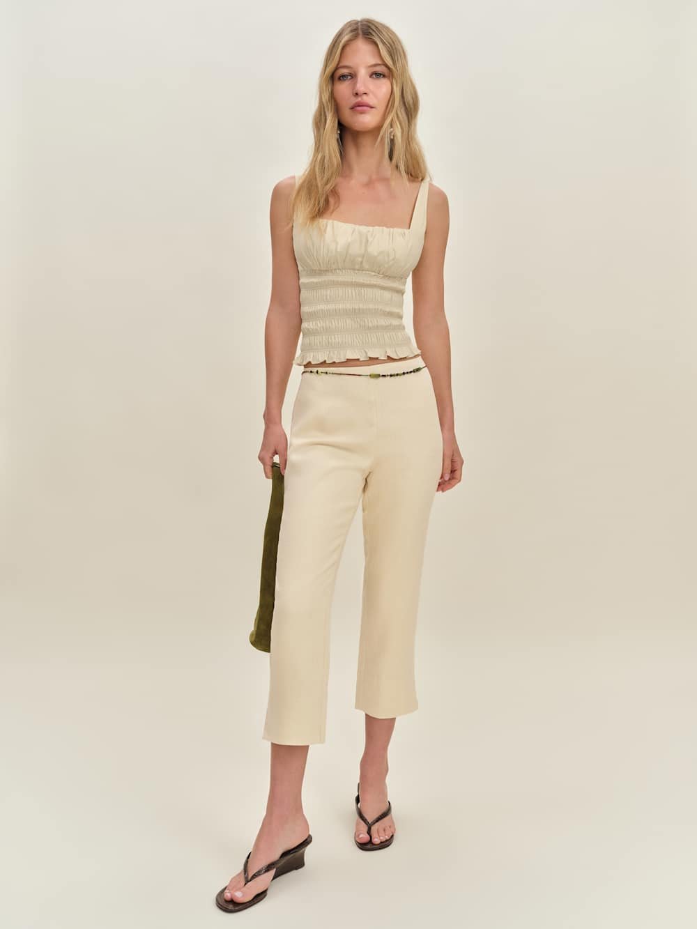 Petra Linen Low Rise Pedal Pusher Pant