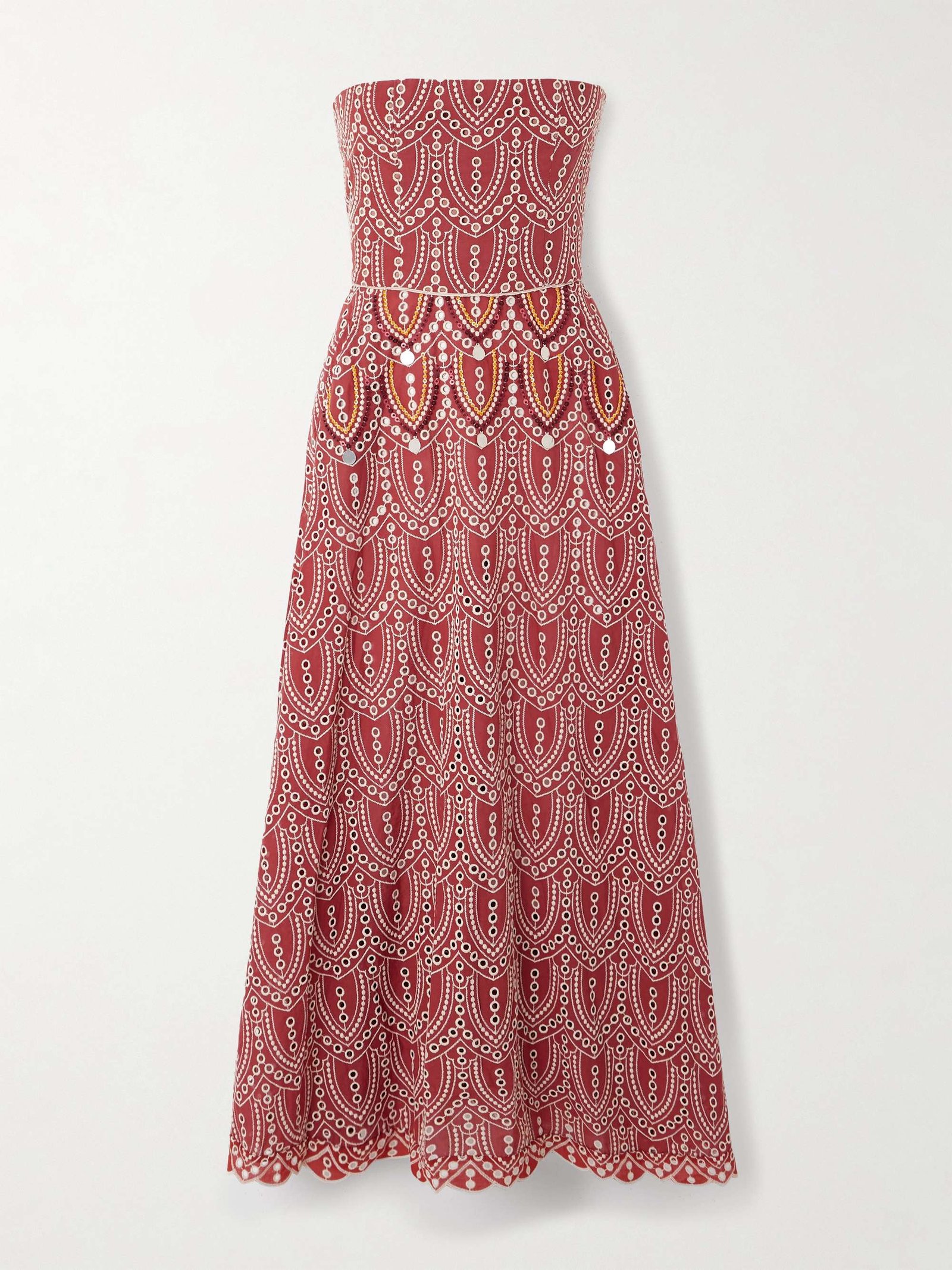 Bengala Strapless Embellished Broderie Anglaise Maxi Dress