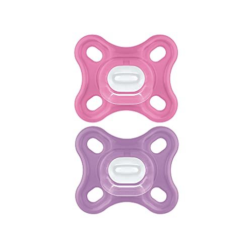 Mam Comfort Baby Pacifiers, Lightweight One-Piece Full Silicone Binky for Newborns 0-3 Months, Bpa-Free Nipple, Easy to Clean Pacifier, Best for Breastfed Babies, With Sterilizer Case, 2 Count Binkies