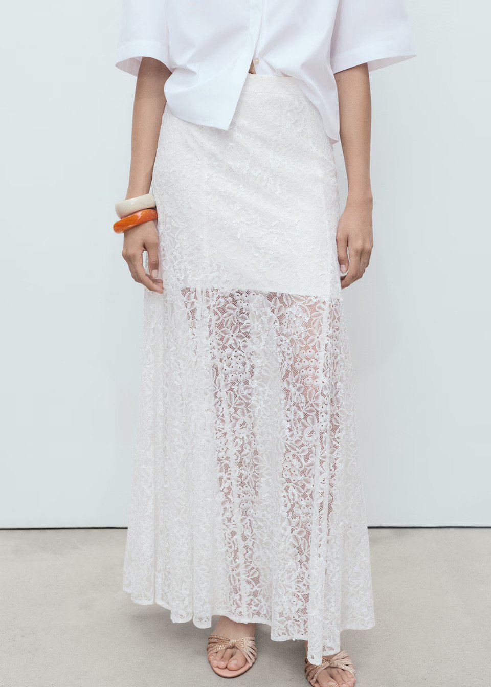 MANGO, Long Lace Skirt - Women | Mango United Kingdom