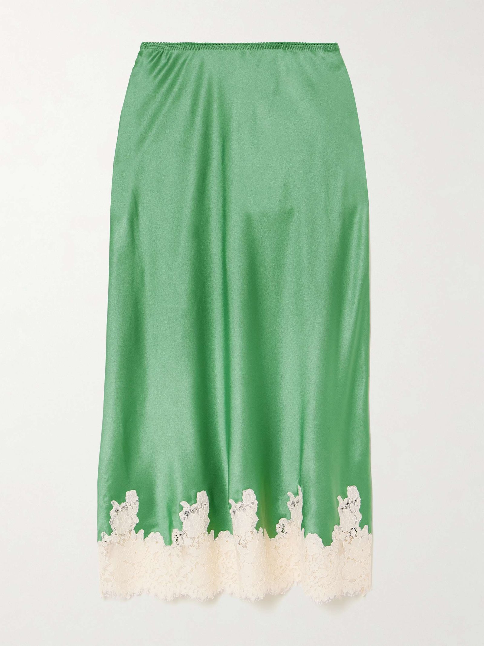 Elowena Lace-Trimmed Silk Midi Skirt