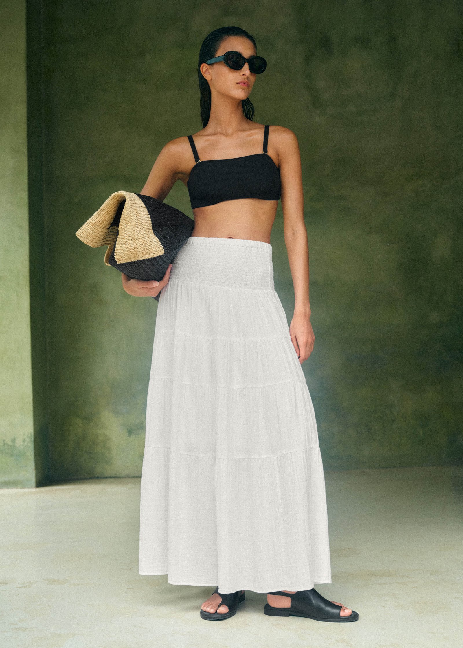 Cheesecloth Tiered Maxi Skirt