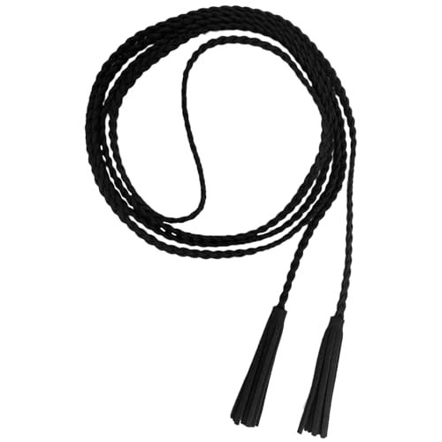 Nanxson Women's Waist Belt Woven Tassels Chain Belt Skinny Belt for Skirt Dress Pdw0042 (black)