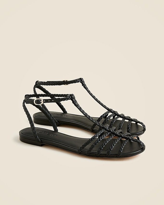 Braided Cage-Toe Sandals in Leather