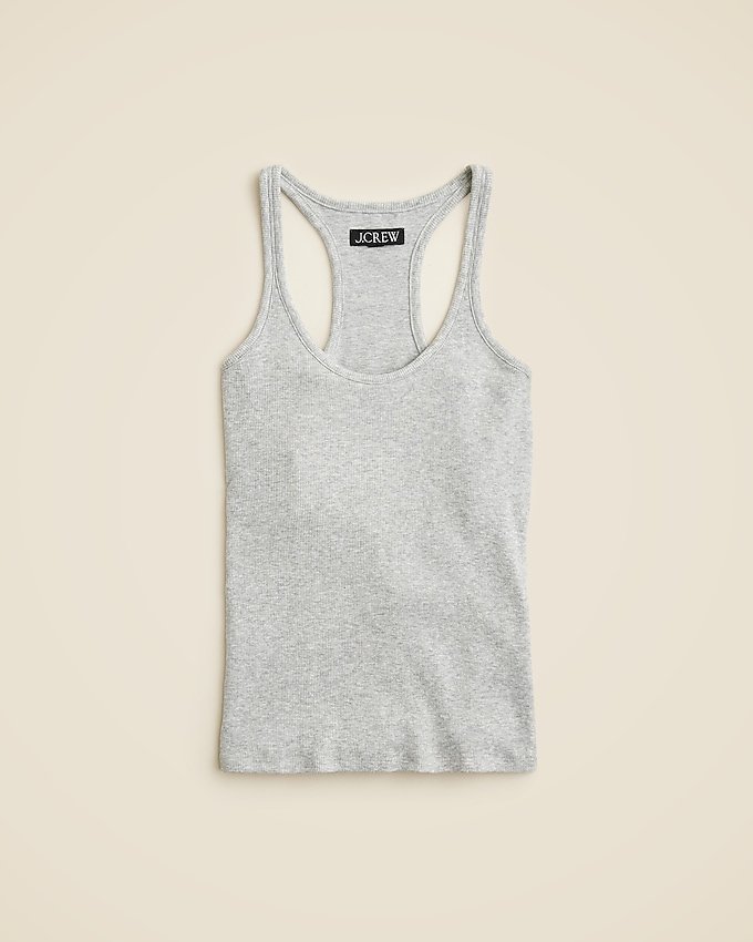 Fine Rib Racerback Tank Top With Shelf Bra