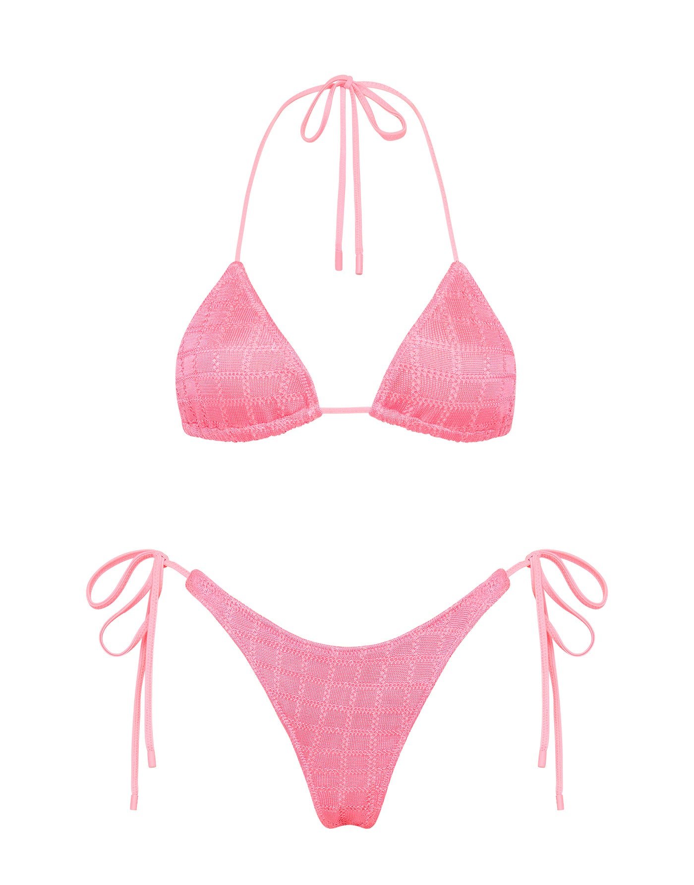 Vinca - Hans Pink Crochet Triangle Bikini Set | Triangl