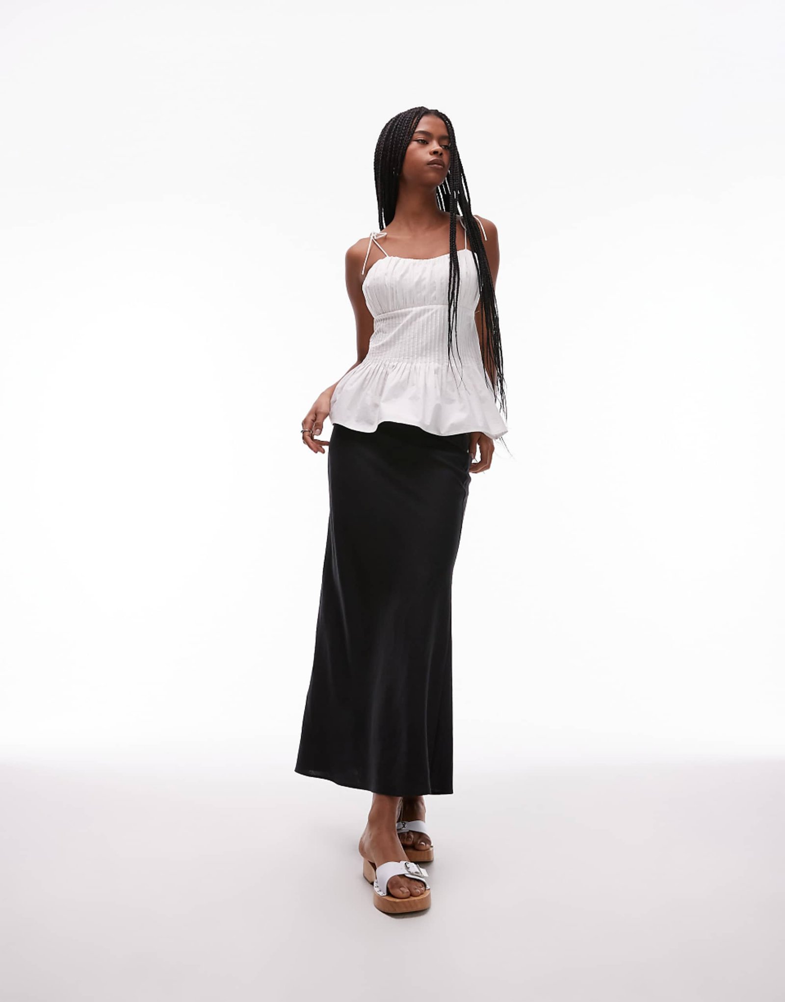 Arket Linen Rich Midaxi Skirt in Black