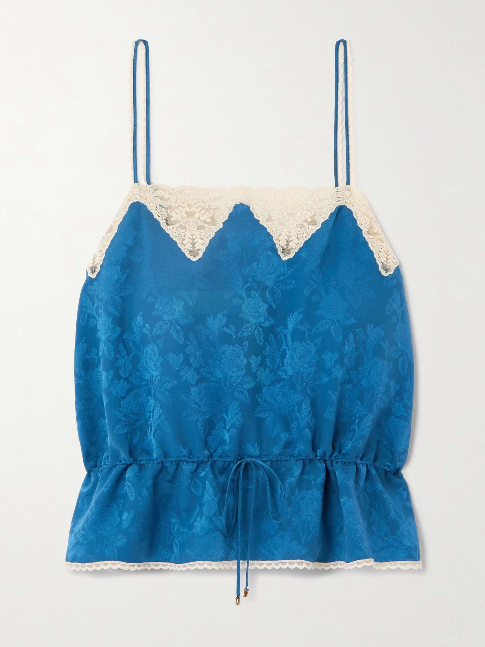Lace-Trimmed Silk-Jacquard Camisole