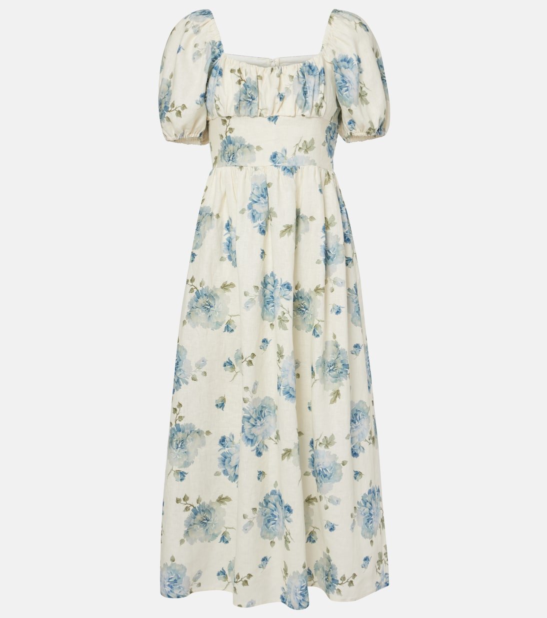 Dalia Floral Linen Midi Dress