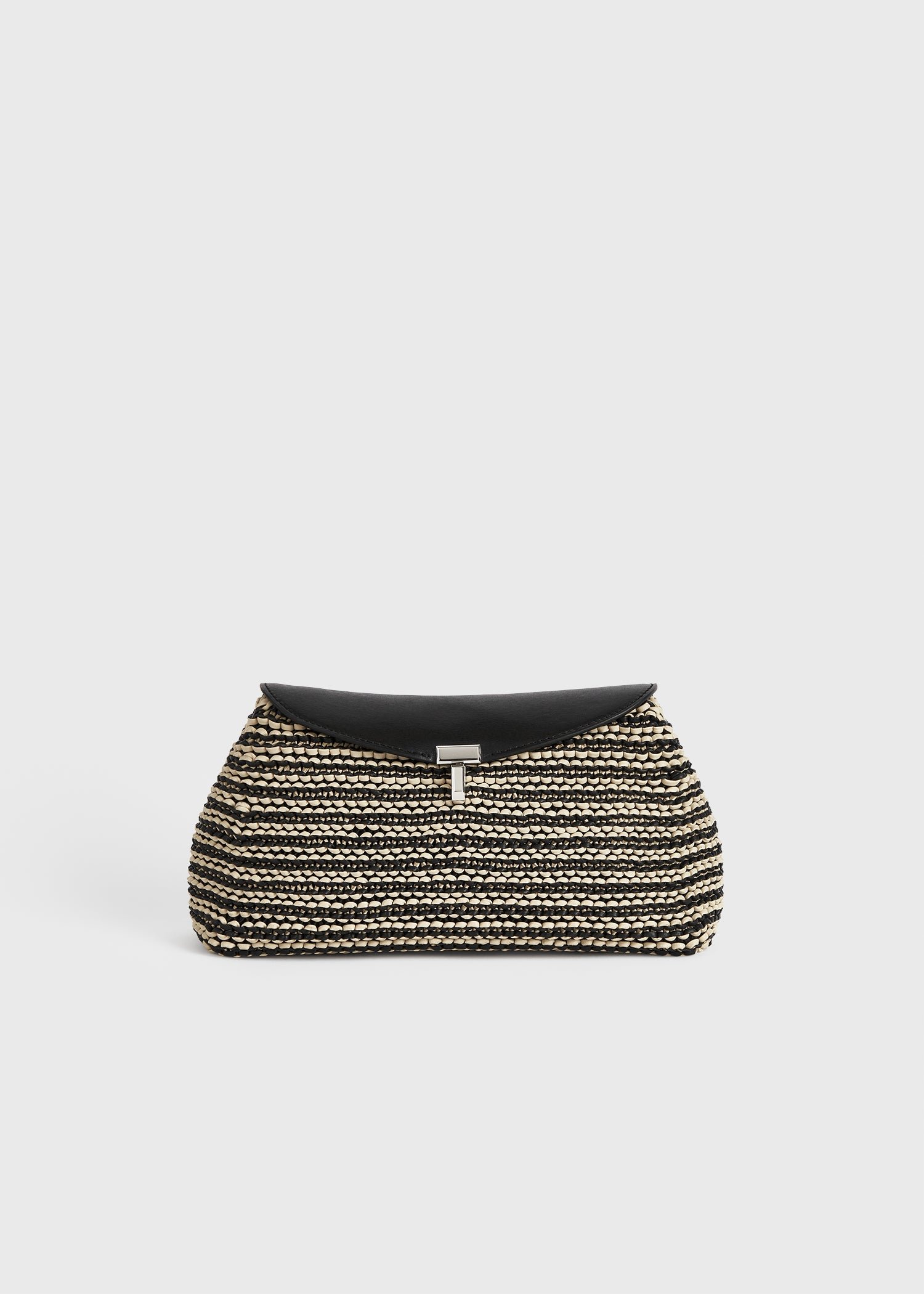 T-Lock Woven-Leather Clutch Black/sand