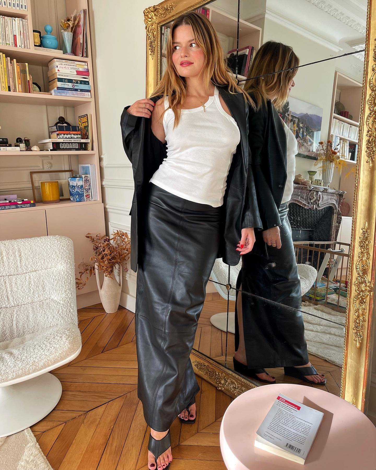 An image of @sabinasocol wearing one of the biggest skirt trends of 2025.