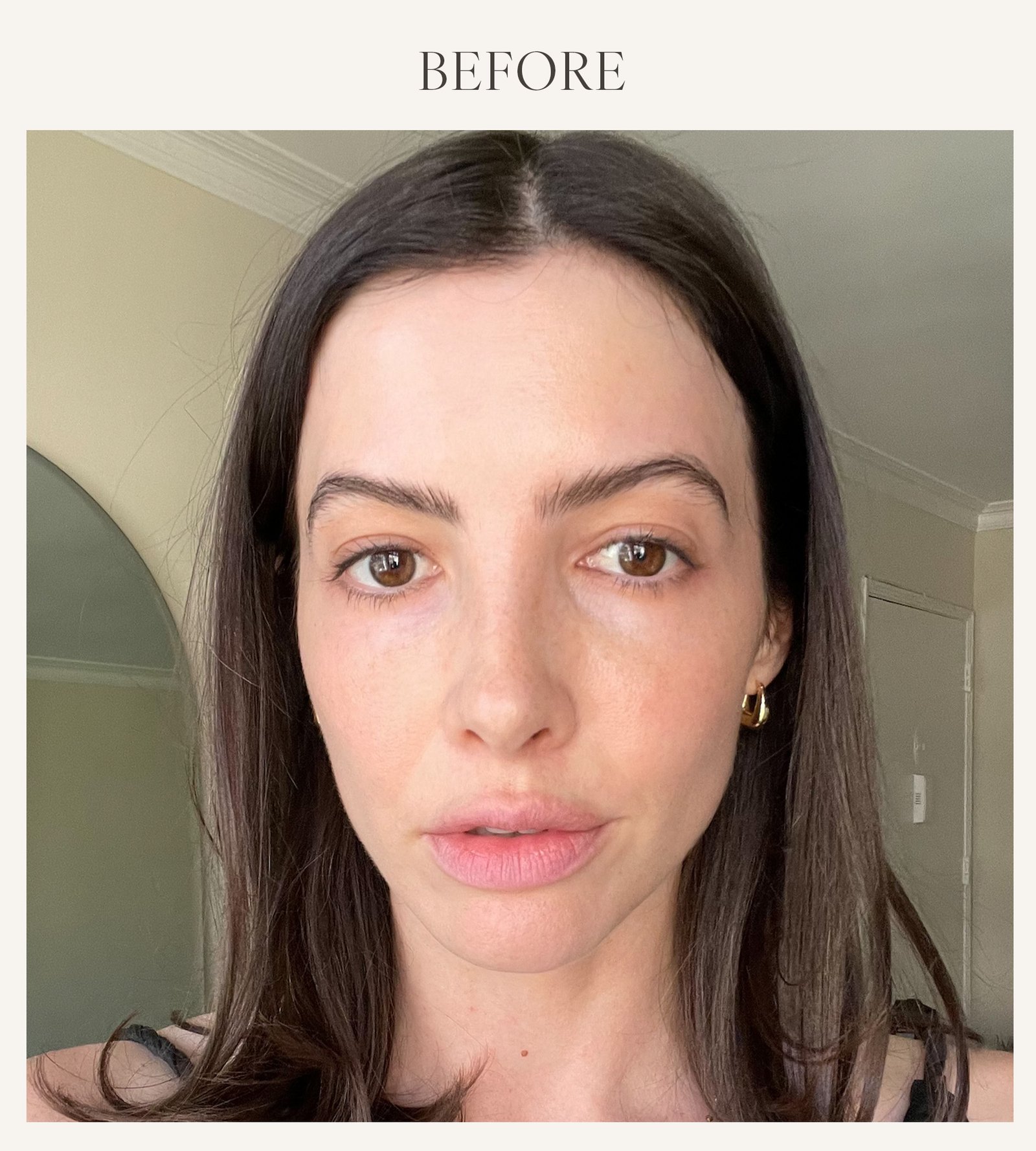 Before photo of Kat Collings testing the e.l.f. lip plumper 